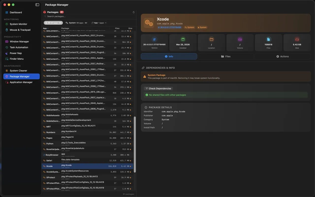 Package Manager in MyMac